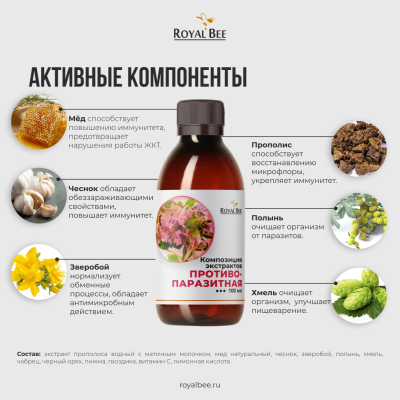 КОМПОЗИЦИЯ ЭКСТРАКТОВ "ПРОТИВОПАРАЗИТНАЯ", 100 мл